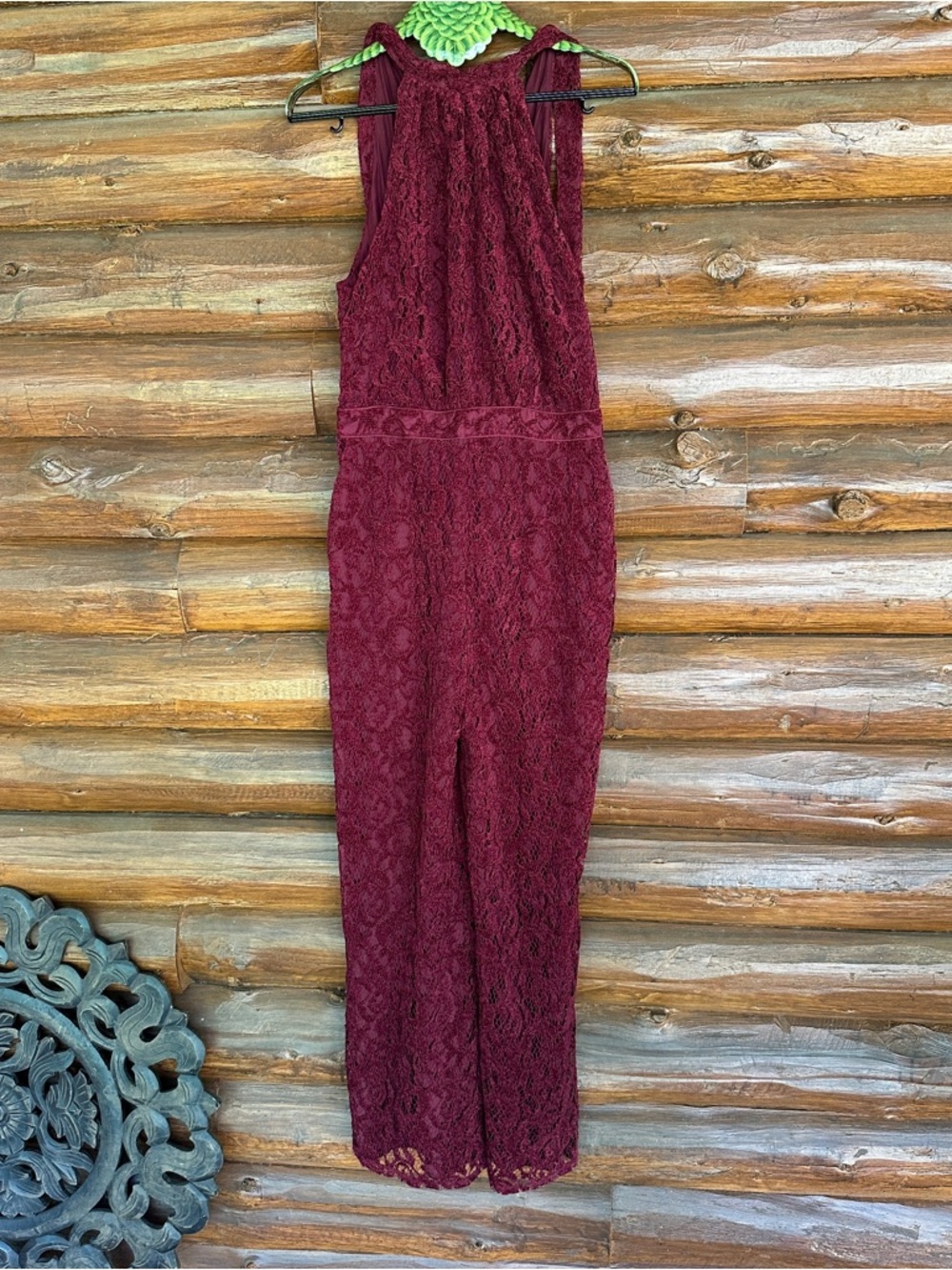 Anthropologie ETT:WA Burgundy Sleeveless Lace Jumpsuit